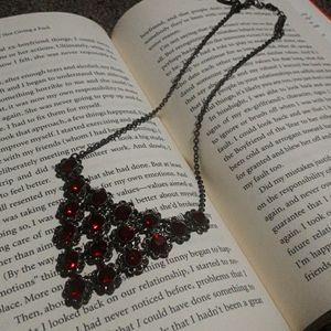 Silver and Red Necklace